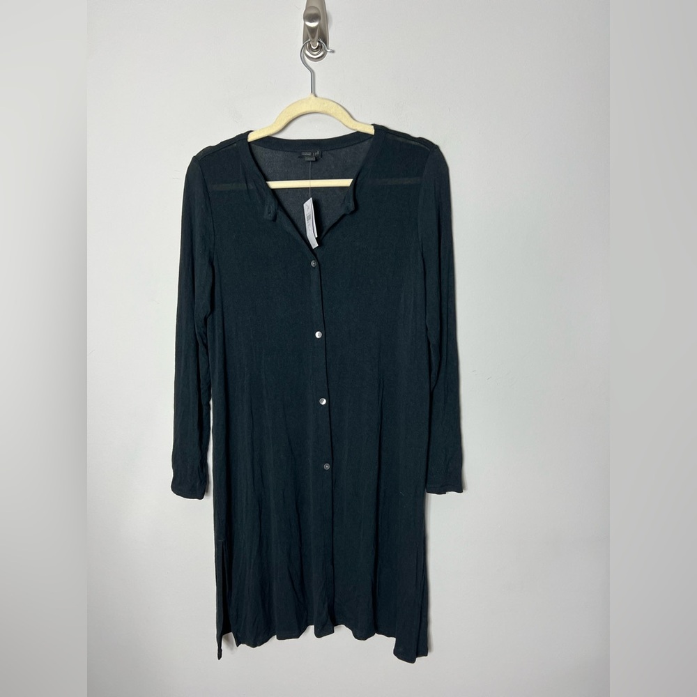 NEW J. Jill Wearever Long Black Cardigan Sweater Duster Lightweight Size MP 396
